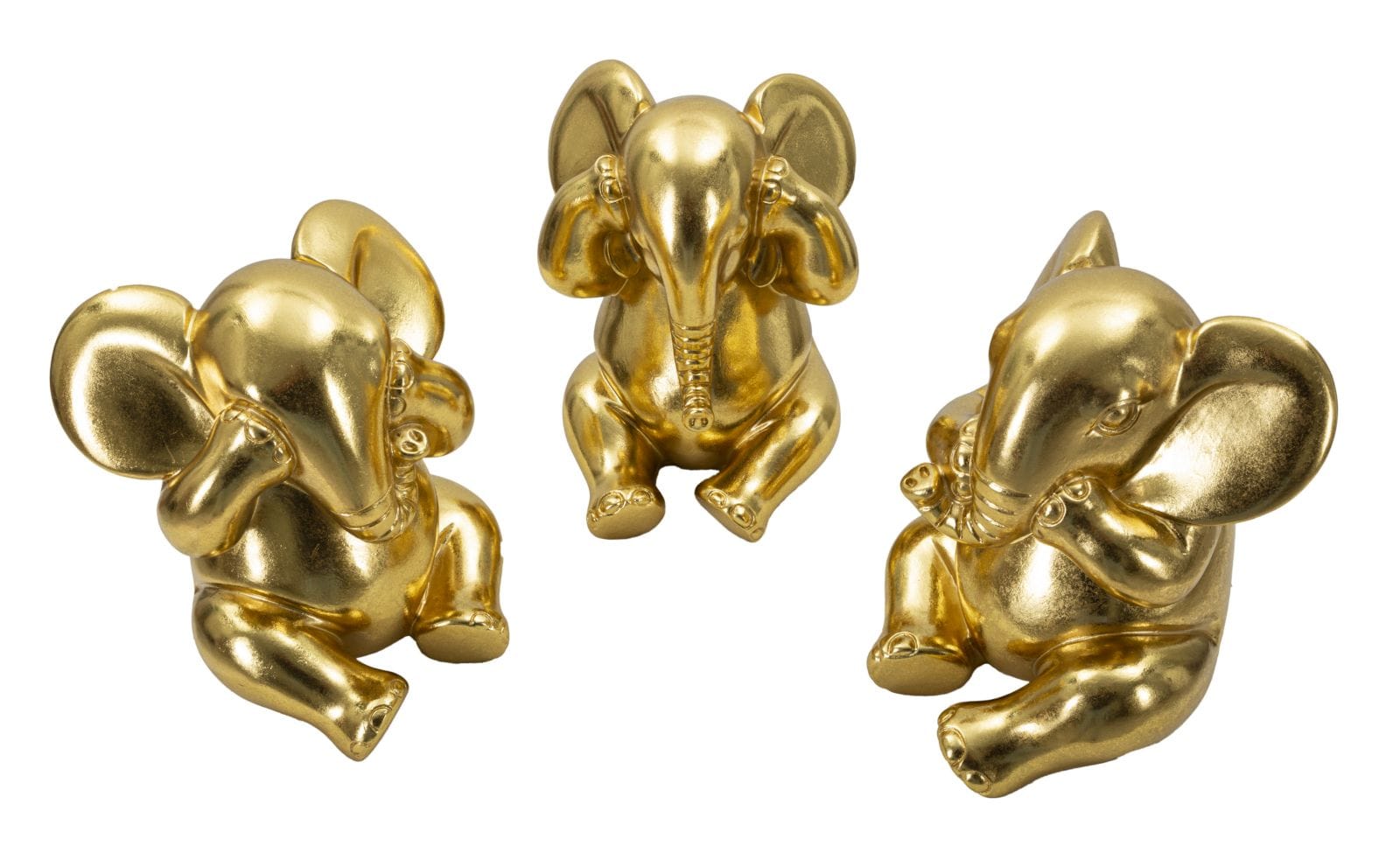 Set 3 decoratiuni din polirasina, Elephant Auriu, Ø15,5xH20,5 cm (5)