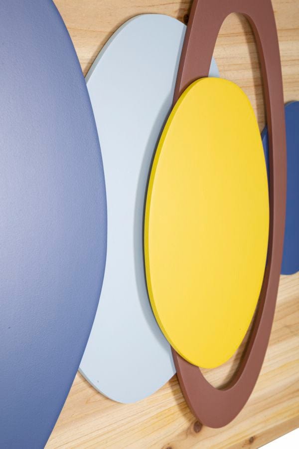 Decoratiune de perete din metal, Wood Color Multicolor, l80xA2,5xH50 cm (1)
