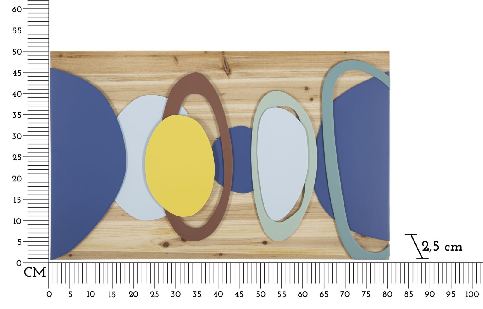 Decoratiune de perete din metal, Wood Color Multicolor, l80xA2,5xH50 cm (5)