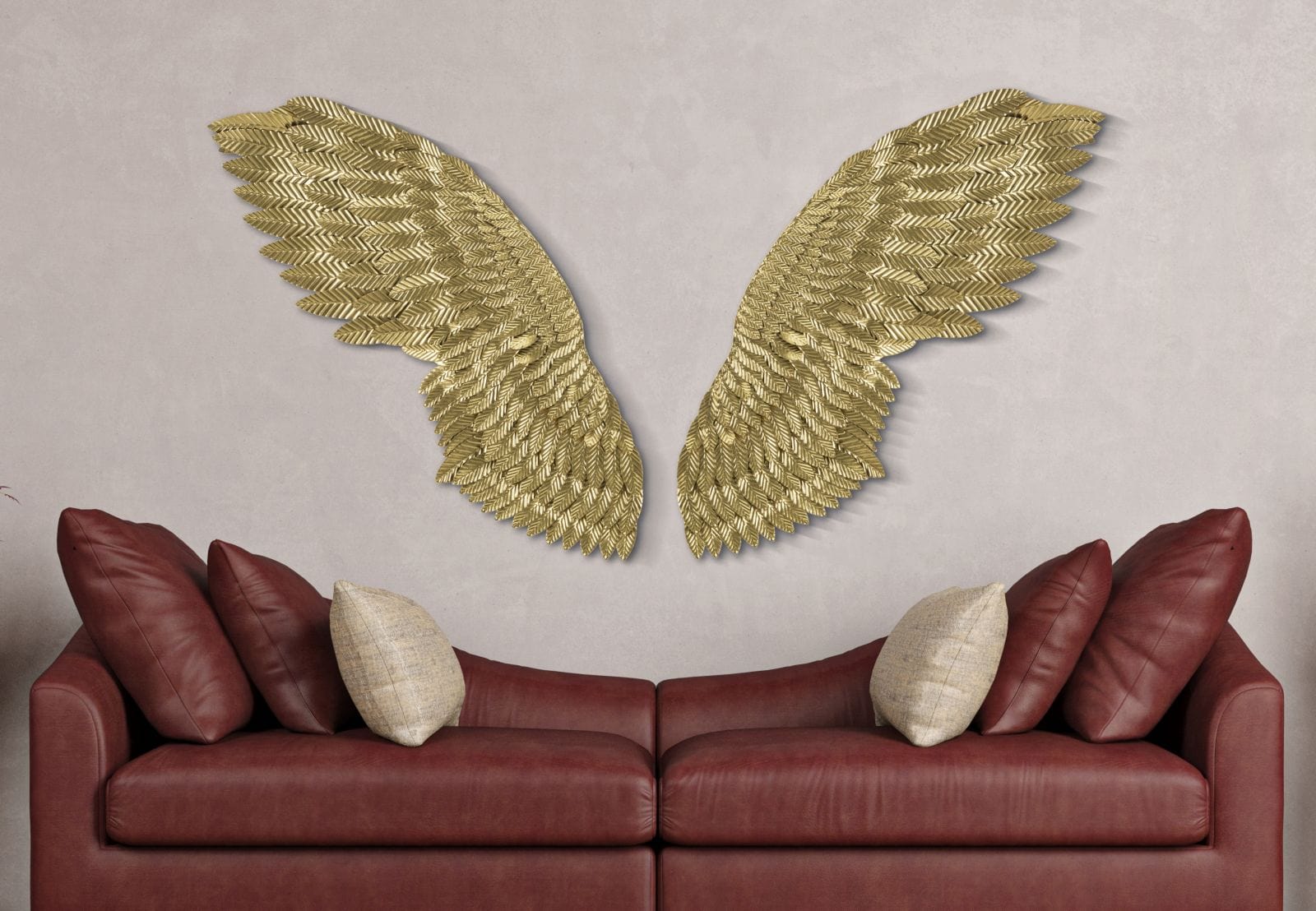 Set 2 decoratiuni din metal, Super Wings Auriu, l60xA8xH146 cm (4)