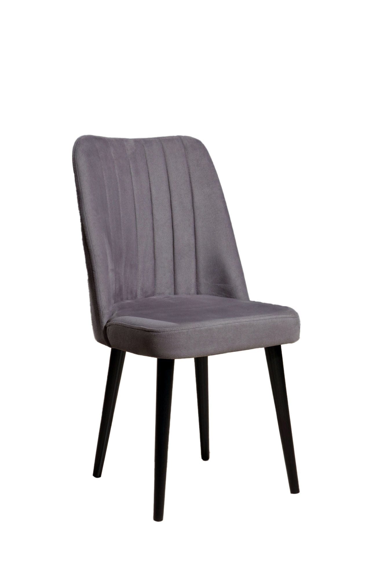 Set 4 scaune tapitate cu stofa si picioare metalice, Vega Gri / Negru, l46xA45xH92 cm (1)
