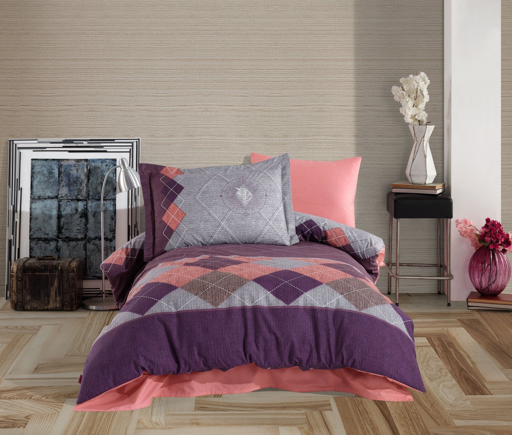 Lenjerie de pat din bumbac, Carilla Multicolor, 160 x 220 cm