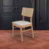 Scaun tapitat cu stofa si picioare din lemn, Albero 72 Ivoir / Natural, l43xA49xH85 cm