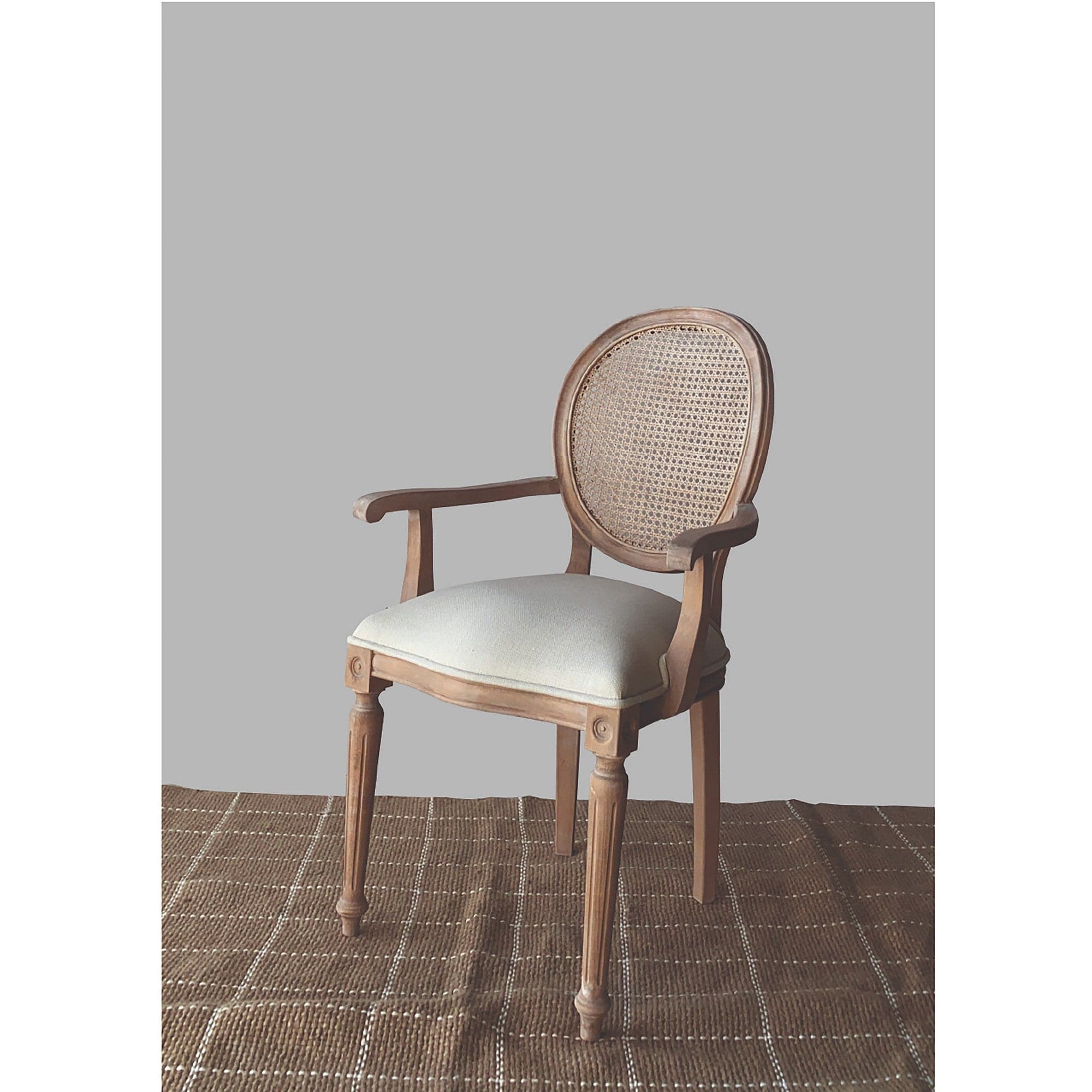Scaun tapitat cu stofa si picioare din lemn, Albero 76 Ivoir / Natural Antichizat, l50xA50xH96 cm