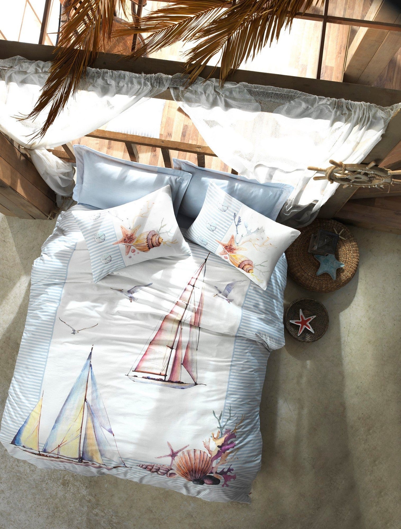 Lenjerie de pat din bumbac, Yacht Multicolor, 160 x 220 cm