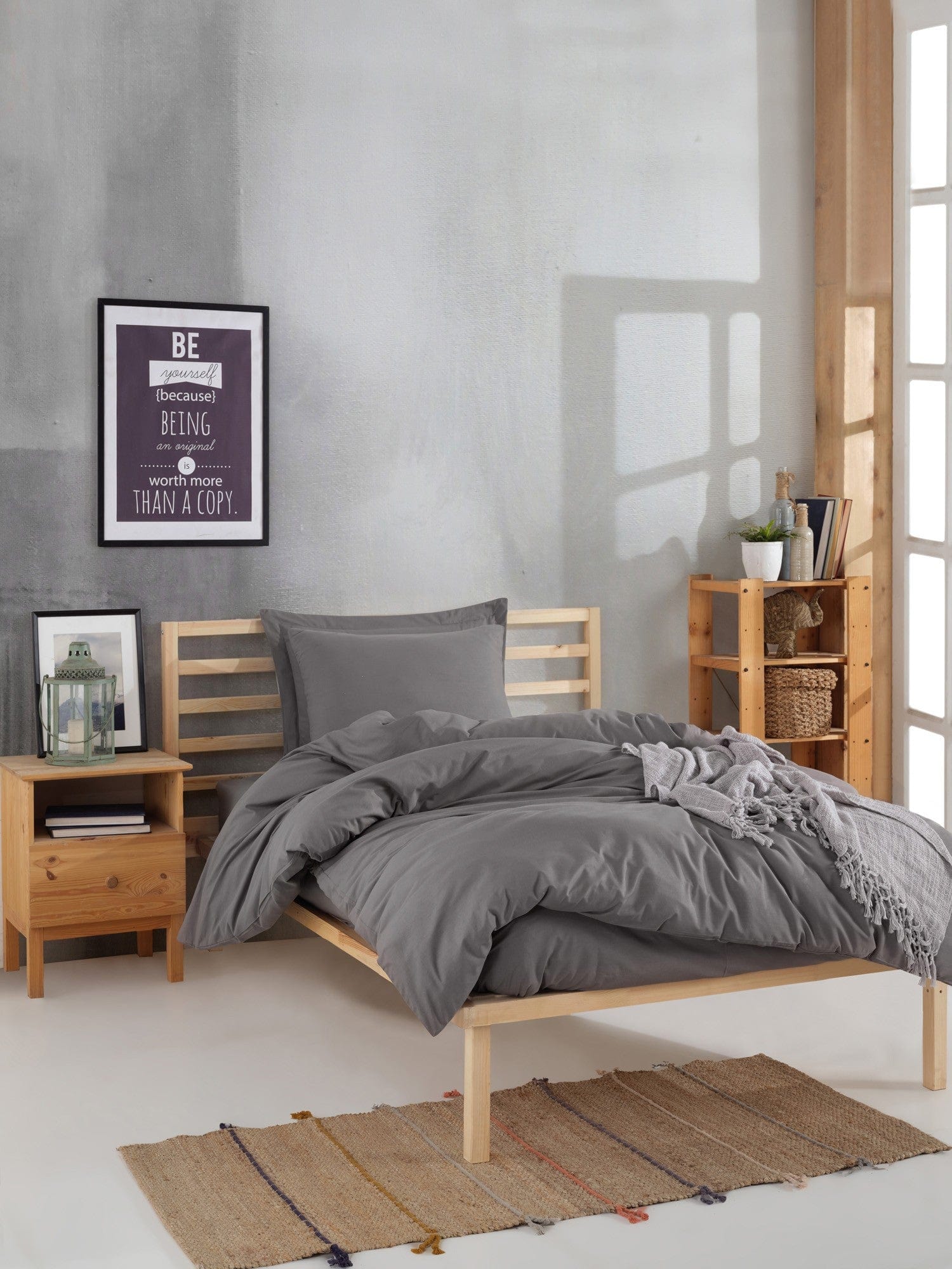 Lenjerie de pat din bumbac, Fresh Color Gri, 160 x 220 cm