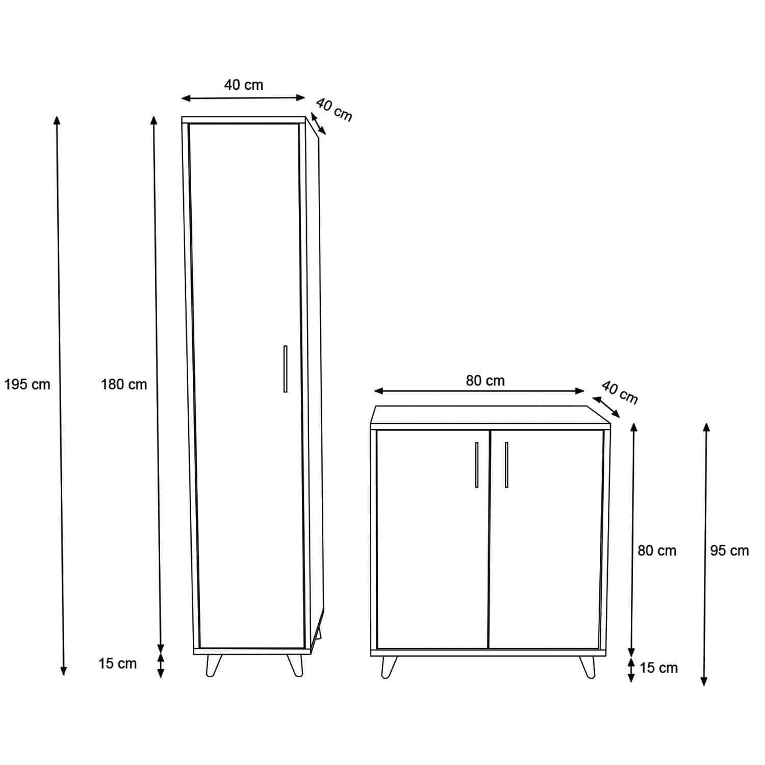 Set de mobila hol din pal, 2 piese, Diena L1315 Stejar / Alb (4)