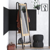 Oglinda decorativa de podea din pal, cu 2 rafturi si 3 carlige, Monet DEC0143 Stejar / Negru, l44xA35xH170 cm (1)