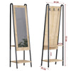Oglinda decorativa de podea din pal, cu 2 rafturi si 3 carlige, Monet DEC0143 Stejar / Negru, l44xA35xH170 cm (3)