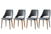 Set 4 scaune tapitate cu stofa si picioare din plastic, Acelya 1 Velvet Gri / Nuc, l50xA50xH90 cm
