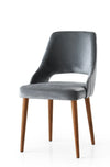Set 4 scaune tapitate cu stofa si picioare din plastic, Acelya 1 Velvet Gri / Nuc, l50xA50xH90 cm (1)