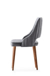 Set 4 scaune tapitate cu stofa si picioare din plastic, Acelya 1 Velvet Gri / Nuc, l50xA50xH90 cm (3)