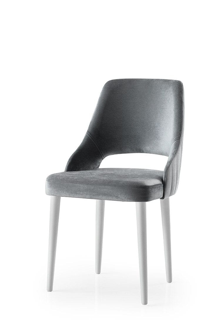 Set 4 scaune tapitate cu stofa si picioare din plastic, Acelya 2 Velvet Gri / Alb, l50xA50xH90 cm (1)