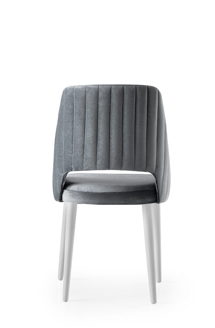 Set 4 scaune tapitate cu stofa si picioare din plastic, Acelya 2 Velvet Gri / Alb, l50xA50xH90 cm (2)