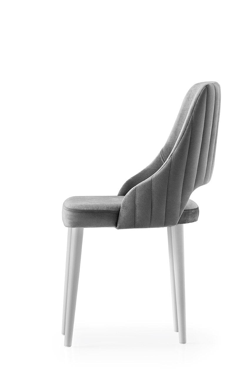 Set 4 scaune tapitate cu stofa si picioare din plastic, Acelya 2 Velvet Gri / Alb, l50xA50xH90 cm (3)