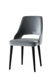 Set 4 scaune tapitate cu stofa si picioare din plastic, Acelya 3 Velvet Gri / Negru, l50xA50xH90 cm (1)