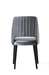 Set 4 scaune tapitate cu stofa si picioare din plastic, Acelya 3 Velvet Gri / Negru, l50xA50xH90 cm (2)