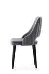 Set 4 scaune tapitate cu stofa si picioare din plastic, Acelya 3 Velvet Gri / Negru, l50xA50xH90 cm (3)