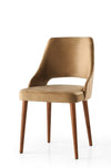 Set 4 scaune tapitate cu stofa si picioare din plastic, Acelya 1 Velvet Maro / Nuc, l50xA50xH90 cm (1)