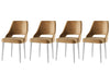 Set 4 scaune tapitate cu stofa si picioare din plastic, Acelya 2 Velvet Maro / Alb, l50xA50xH90 cm