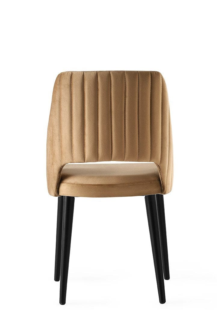Set 4 scaune tapitate cu stofa si picioare din plastic, Acelya 3 Velvet Maro / Negru, l50xA50xH90 cm (2)