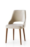 Set 4 scaune tapitate cu stofa si picioare din plastic, Acelya 1 Velvet Crem / Nuc, l50xA50xH90 cm (1)