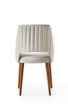 Set 4 scaune tapitate cu stofa si picioare din plastic, Acelya 1 Velvet Crem / Nuc, l50xA50xH90 cm (2)