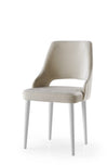 Set 4 scaune tapitate cu stofa si picioare din plastic, Acelya 2 Velvet Crem / Alb, l50xA50xH90 cm (1)