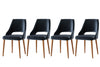 Set 4 scaune tapitate cu stofa si picioare din plastic, Acelya 1 Velvet Negru / Nuc, l50xA50xH90 cm