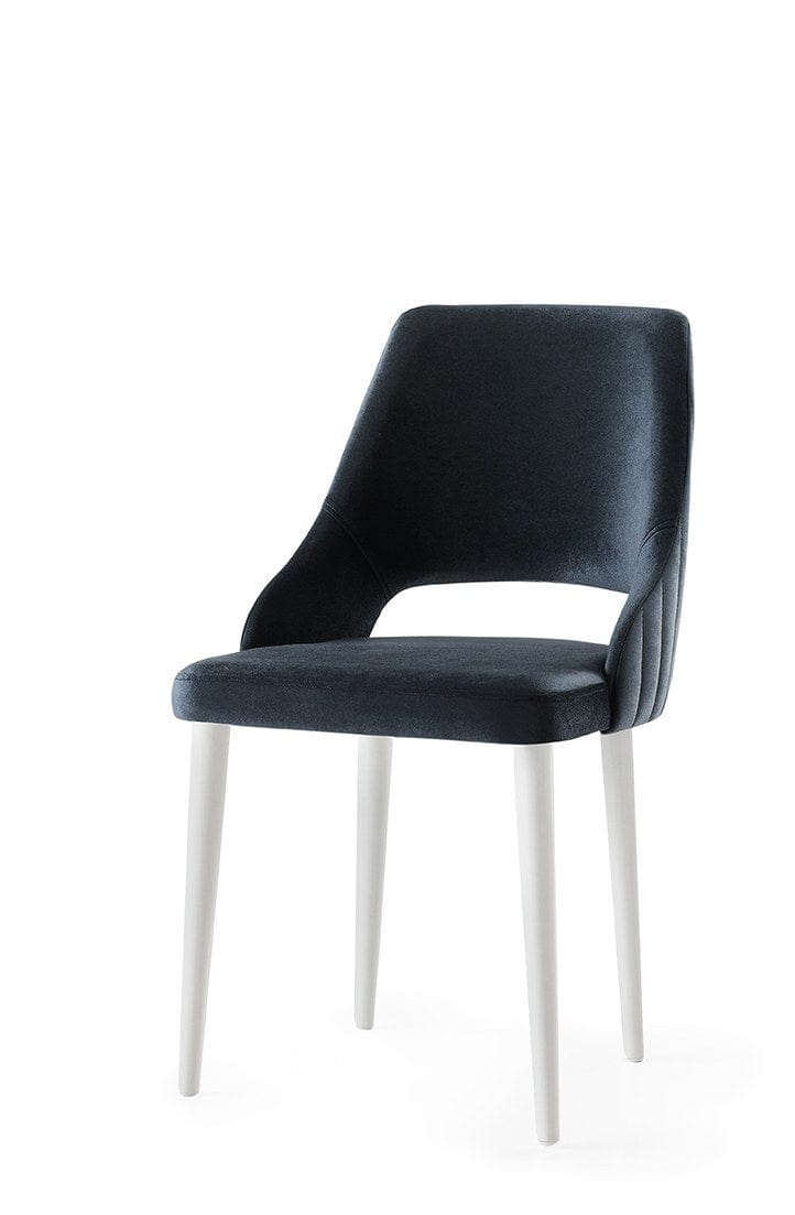 Set 4 scaune tapitate cu stofa si picioare din plastic, Acelya 2 Velvet Negru / Alb, l50xA50xH90 cm (1)