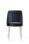 Set 4 scaune tapitate cu stofa si picioare din plastic, Acelya 2 Velvet Negru / Alb, l50xA50xH90 cm (2)