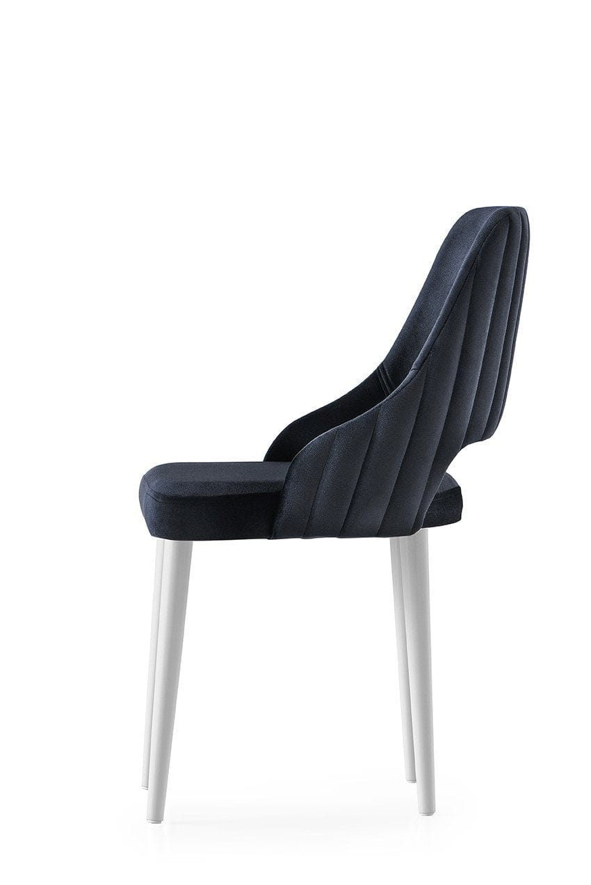 Set 4 scaune tapitate cu stofa si picioare din plastic, Acelya 2 Velvet Negru / Alb, l50xA50xH90 cm (3)