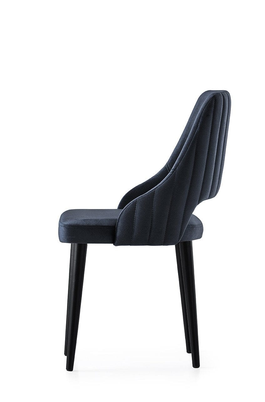 Set 4 scaune tapitate cu stofa si picioare din plastic, Acelya 3 Velvet Negru, l50xA50xH90 cm (3)