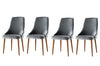 Set 4 scaune tapitate cu stofa si picioare din pal, Seyhan 1 Velvet Gri / Nuc, l52xA50xH98 cm