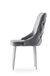 Set 4 scaune tapitate cu stofa si picioare din pal, Seyhan 2 Velvet Gri / Alb, l52xA50xH98 cm (2)