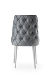 Set 4 scaune tapitate cu stofa si picioare din pal, Seyhan 2 Velvet Gri / Alb, l52xA50xH98 cm (3)