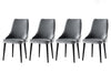 Set 4 scaune tapitate cu stofa si picioare din pal, Seyhan 3 Velvet Gri / Negru, l52xA50xH98 cm