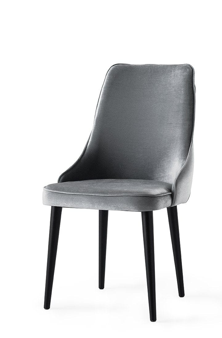 Set 4 scaune tapitate cu stofa si picioare din pal, Seyhan 3 Velvet Gri / Negru, l52xA50xH98 cm (1)