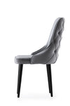 Set 4 scaune tapitate cu stofa si picioare din pal, Seyhan 3 Velvet Gri / Negru, l52xA50xH98 cm (2)