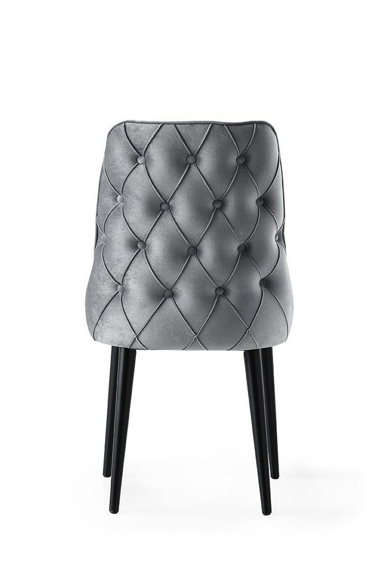 Set 4 scaune tapitate cu stofa si picioare din pal, Seyhan 3 Velvet Gri / Negru, l52xA50xH98 cm (3)