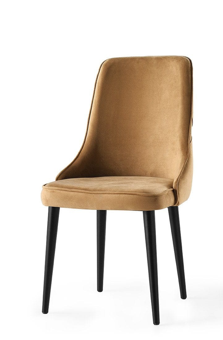 Set 4 scaune tapitate cu stofa si picioare din pal, Seyhan 3 Velvet Maro / Negru, l52xA50xH98 cm (1)