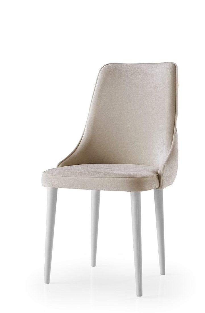 Set 4 scaune tapitate cu stofa si picioare din pal, Seyhan 2 Velvet Crem / Alb, l52xA50xH98 cm (1)