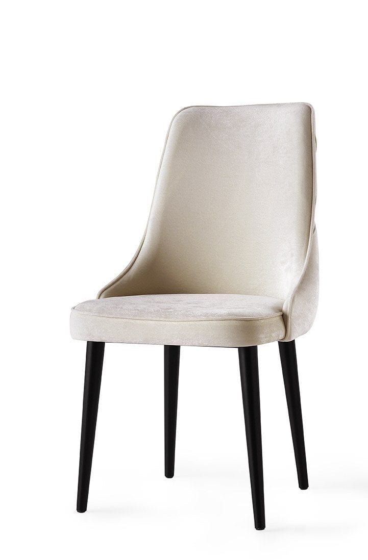 Set 4 scaune tapitate cu stofa si picioare din pal, Seyhan 3 Velvet Crem / Negru, l52xA50xH98 cm (1)
