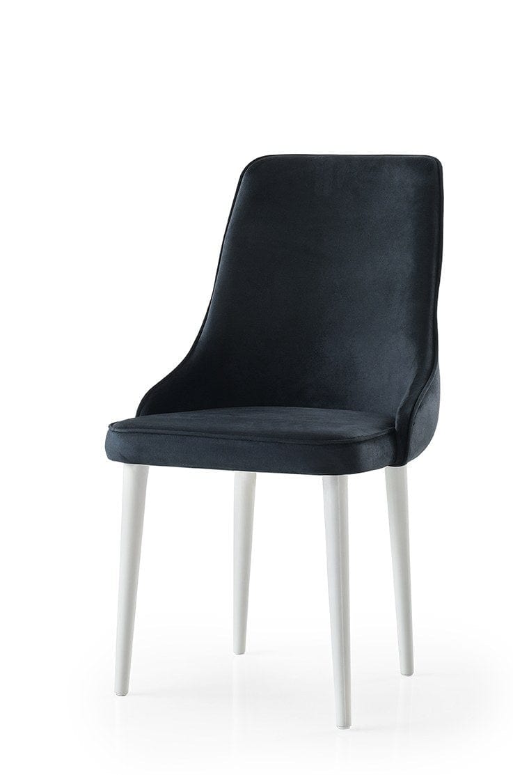 Set 4 scaune tapitate cu stofa si picioare din pal, Seyhan 2 Velvet Negru / Alb, l52xA50xH98 cm (1)