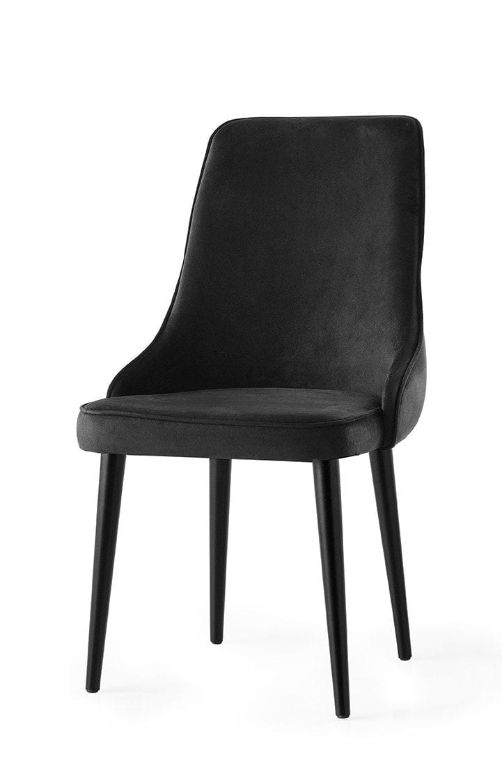 Set 4 scaune tapitate cu stofa si picioare din pal, Seyhan 3 Velvet Negru, l52xA50xH98 cm (1)