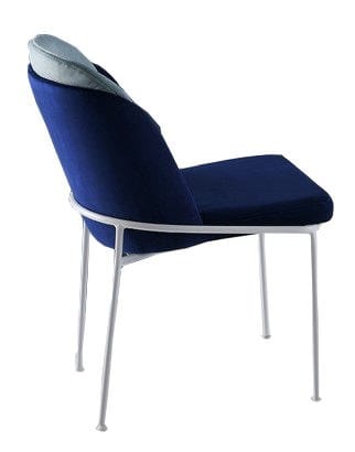 Set 2 scaune tapitate cu stofa si picioare metalice, Dore 182 V2 Velvet Albastru Inchis / Alb, l54xA55xH86 cm (1)