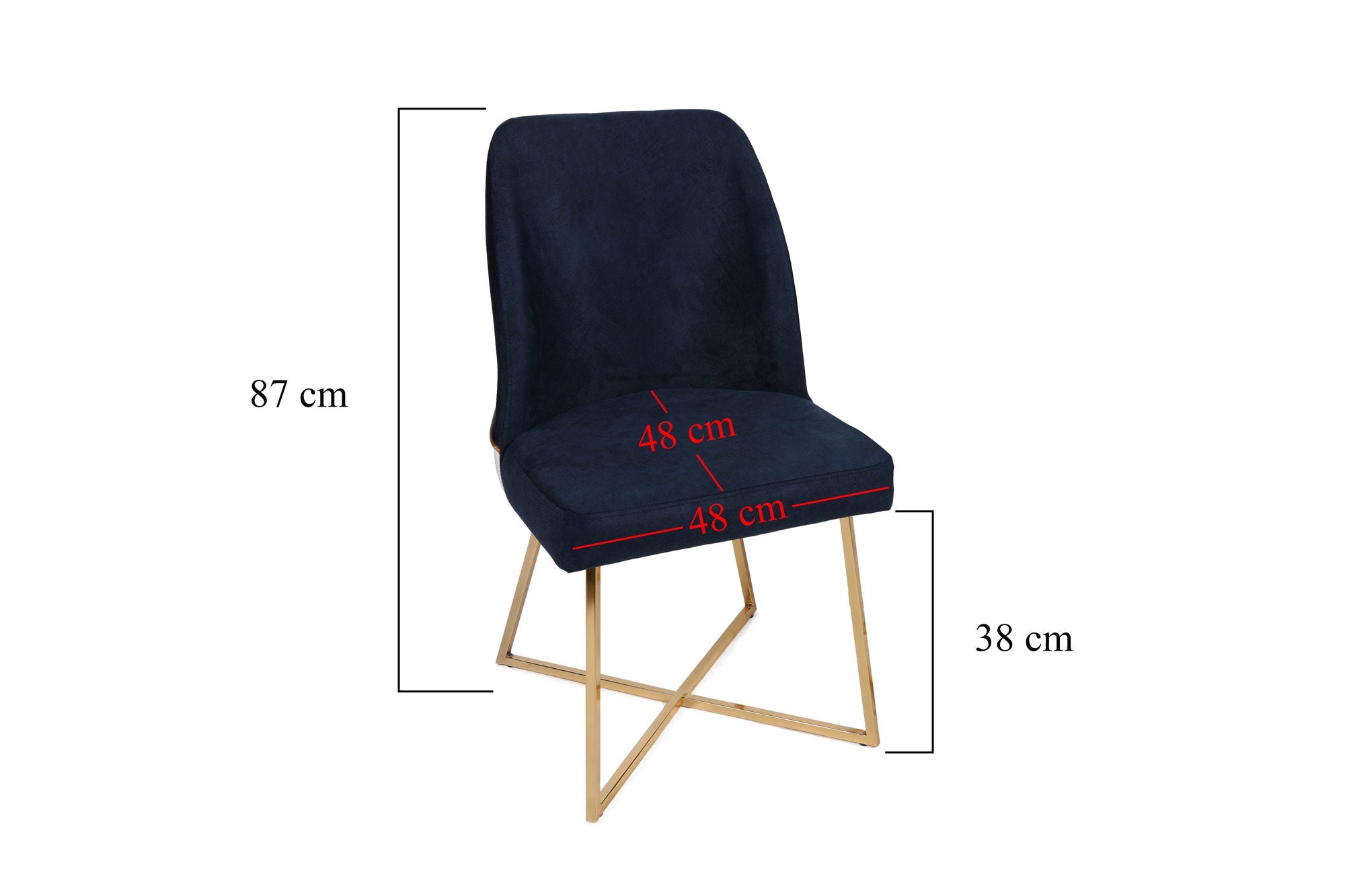 Set 2 scaune tapitate cu piele ecologica si picioare metalice, Madrid 908-V2 Bleumarin / Auriu, l50xA49xH90 cm (8)