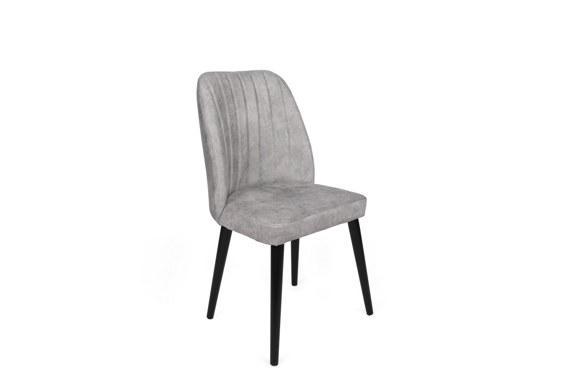 Set 4 scaune tapitate cu stofa si picioare din lemn, Alfa 438-V4 Velvet Gri / Negru, l50xA49xH90 cm (1)