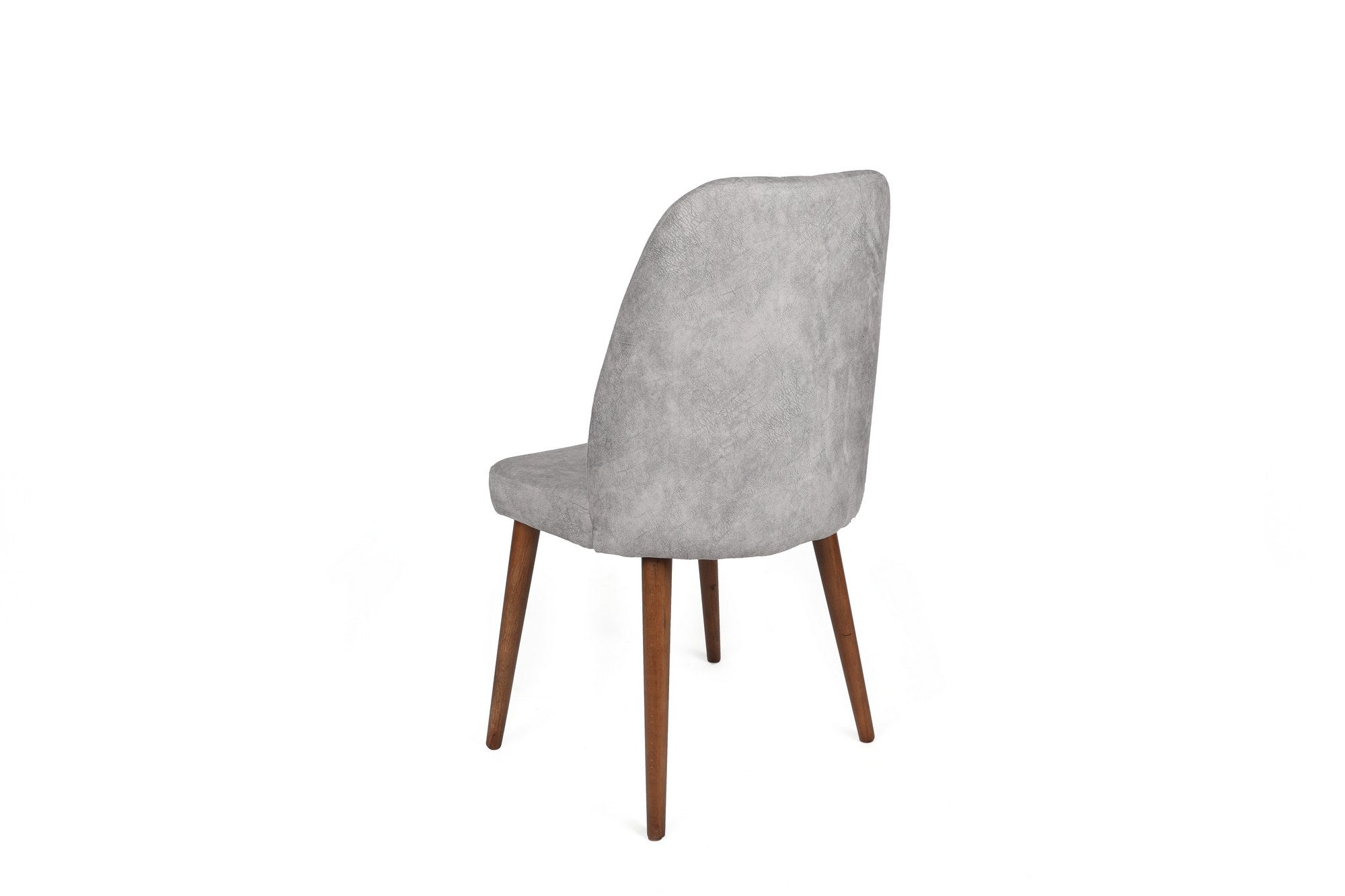 Set 4 scaune tapitate cu stofa si picioare din lemn, Alfa 468-V4 Velvet Gri / Nuc, l50xA49xH90 cm (2)