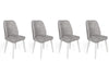 Set 4 scaune tapitate cu stofa si picioare din lemn, Alfa 498-V4 Velvet Gri / Alb, l50xA49xH90 cm